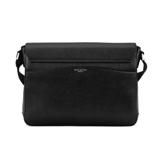 Anderson Large Messenger Bag in Black Saffiano from Aspinal of London