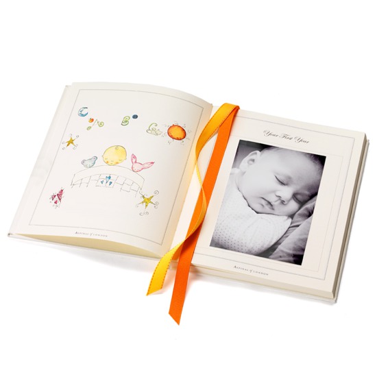 Deluxe Baby Record Book in Ivory Pebble from Aspinal of London