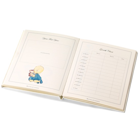 Deluxe Baby Record Book in Ivory Pebble from Aspinal of London