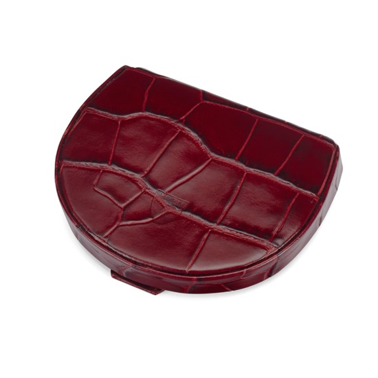 Horseshoe Coin Holder in Deep Shine Bordeaux Croc from Aspinal of London