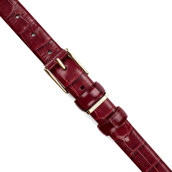 Ladies Westbourne Belt in Deep Shine Bordeaux Croc from Aspinal of London