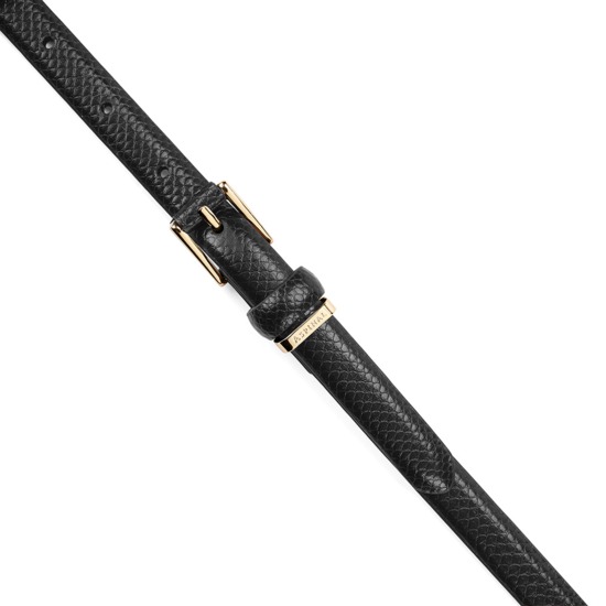 Ladies Skinny Westbourne Belt in Jet Black Lizard from Aspinal of London
