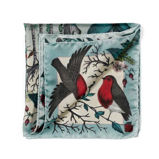 Robin Silk Twill Handkerchief in Teal from Aspinal of London