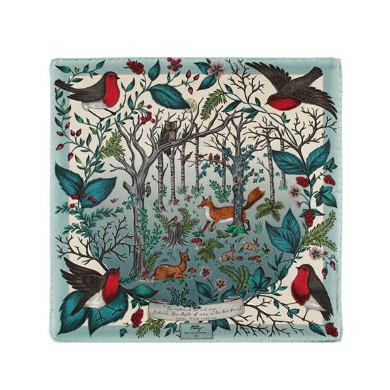 Robin Silk Twill Handkerchief in Teal from Aspinal of London