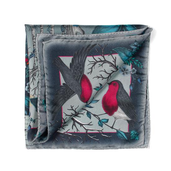 Robin Silk Twill Handkerchief in Midnight Blue from Aspinal of London