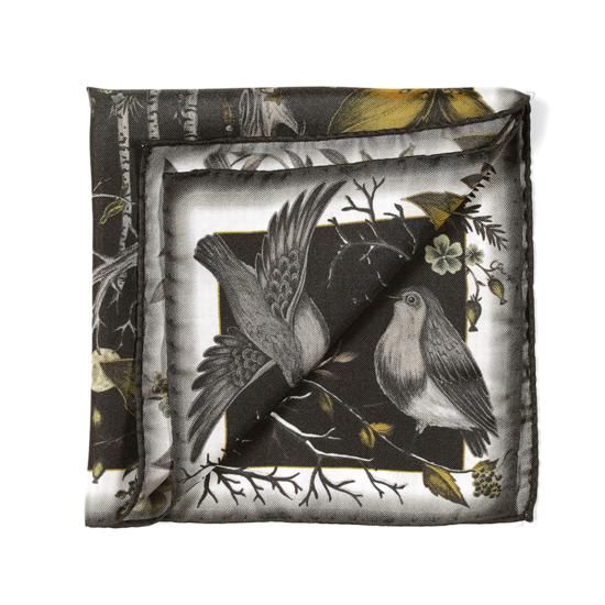 Robin Silk Twill Handkerchief in Black & Gold from Aspinal of London