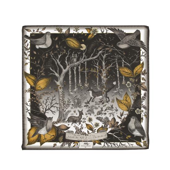 Robin Silk Twill Handkerchief in Black & Gold from Aspinal of London