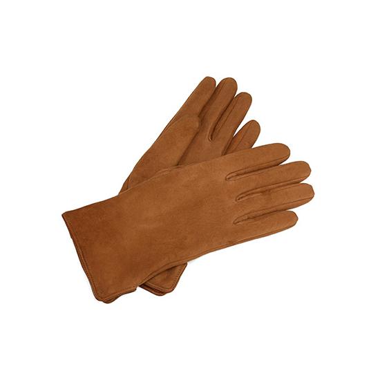 Ladies Sheepskin Lined Suede Gloves in Tan Suede from Aspinal of London