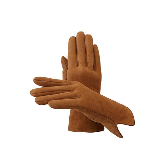 Ladies Sheepskin Lined Suede Gloves in Tan Suede from Aspinal of London