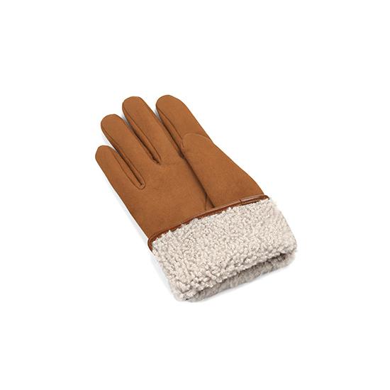 Ladies Sheepskin Lined Suede Gloves in Tan Suede from Aspinal of London
