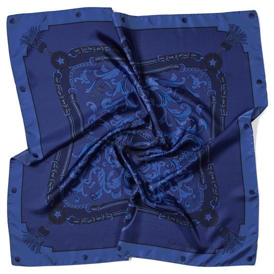 Aspinal Signature Shield Silk Scarf in Midnight Blue from Aspinal of London