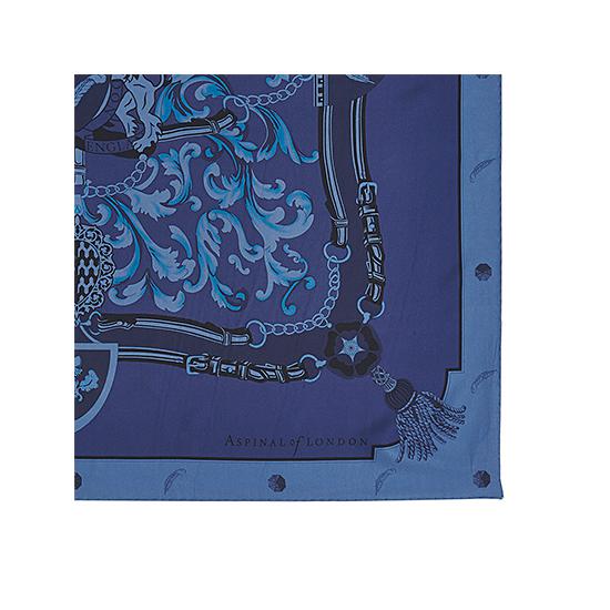 Aspinal Signature Shield Silk Scarf in Midnight Blue from Aspinal of London