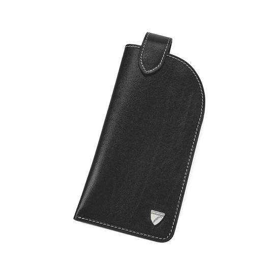 Slimline Glasses Case in Smooth Black & Cobalt Blue Suede from Aspinal of London