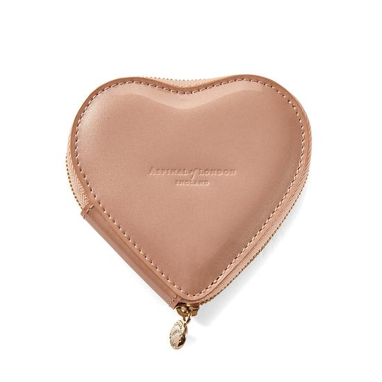 Heart Coin Purse in Rose Gold Patent & Blush Suede from Aspinal of London