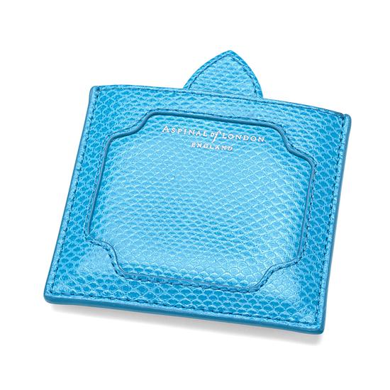 Marylebone Compact Mirror in Aquamarine Lizard from Aspinal of London