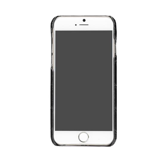 iPhone 6 Leather Cover in Deep Shine Black Croc & Black Suede from Aspinal of London