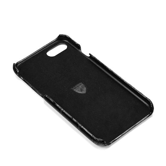 iPhone 6 Leather Cover in Deep Shine Black Croc & Black Suede from Aspinal of London