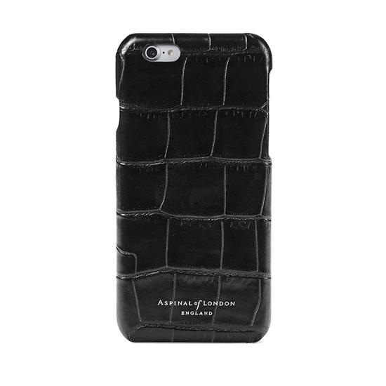iPhone 6 Leather Cover in Deep Shine Black Croc & Black Suede from Aspinal of London