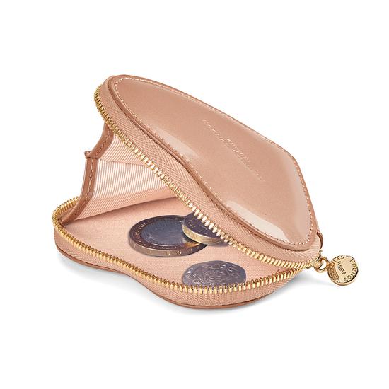 Heart Coin Purse in Rose Gold Patent & Blush Suede from Aspinal of London