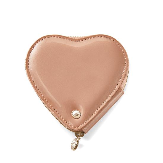 Heart Coin Purse in Rose Gold Patent & Blush Suede from Aspinal of London