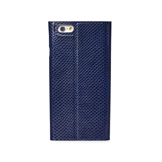 iPhone 6 Leather Book Case in Midnight Blue Lizard & Stone Suede from Aspinal of London