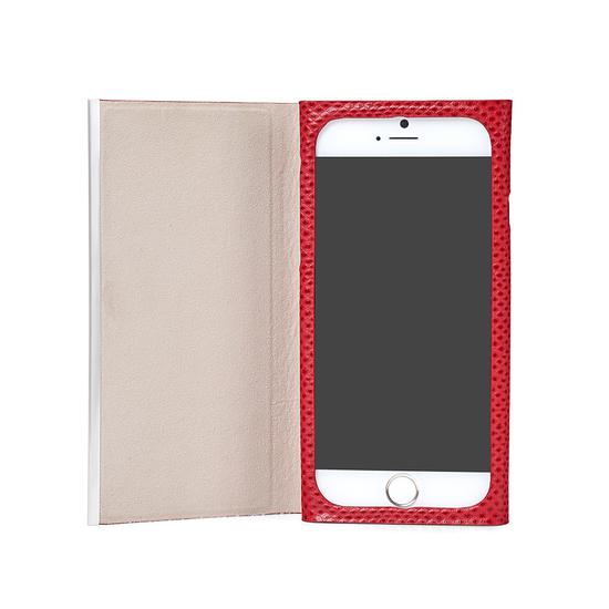 iPhone 6 Leather Book Case in Berry Lizard & Stone Suede from Aspinal of London