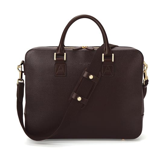 Large Mount Street Bag in Brown Saffiano from Aspinal of London