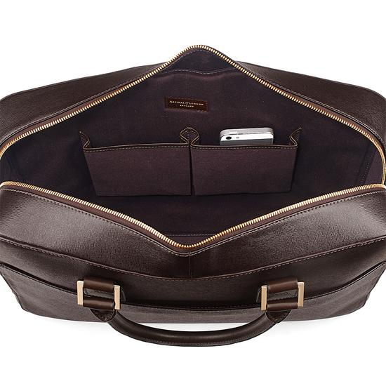 Large Mount Street Bag in Brown Saffiano from Aspinal of London