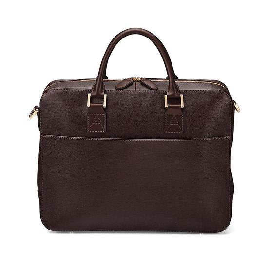 Large Mount Street Bag in Brown Saffiano from Aspinal of London