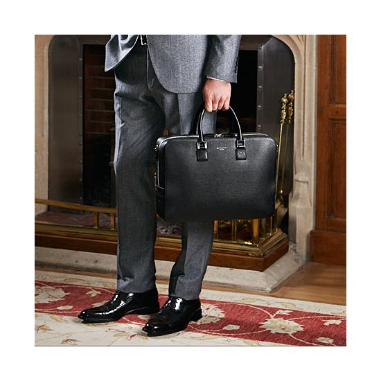 Large Mount Street Bag in Brown Saffiano from Aspinal of London