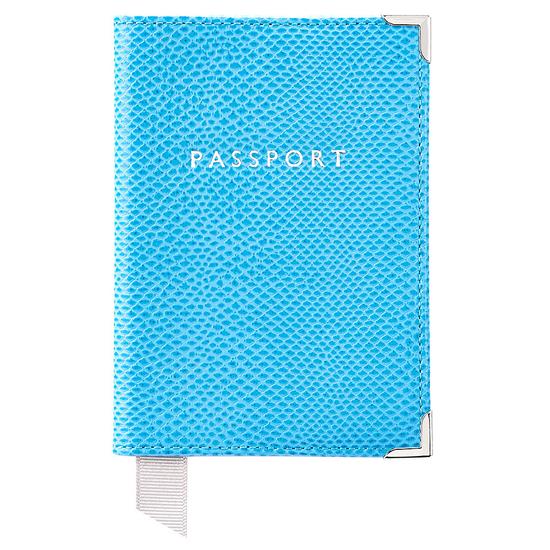 Passport Cover in Aquamarine Lizard & Silver Suede from Aspinal of London