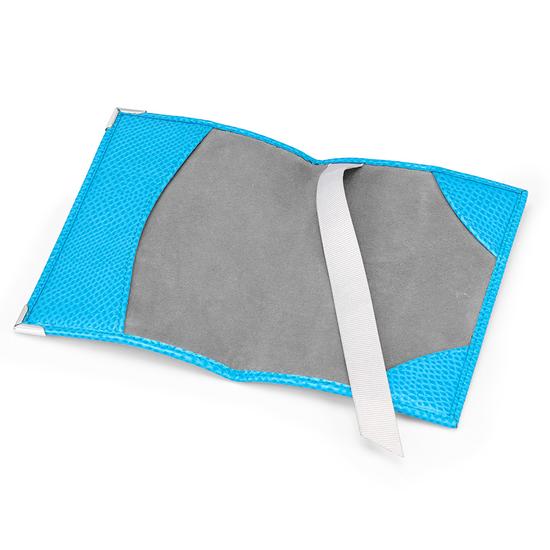 Passport Cover in Aquamarine Lizard & Silver Suede from Aspinal of London