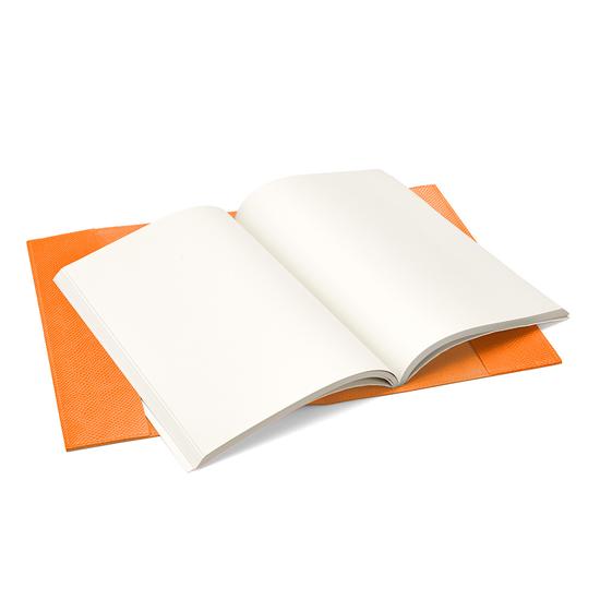 A4 Refillable Leather Journal in Orange Lizard from Aspinal of London