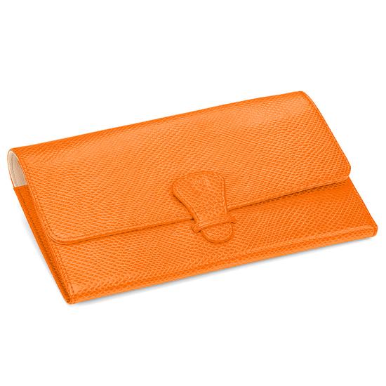 Classic Travel Wallet in Orange Lizard & Cream Suede from Aspinal of London