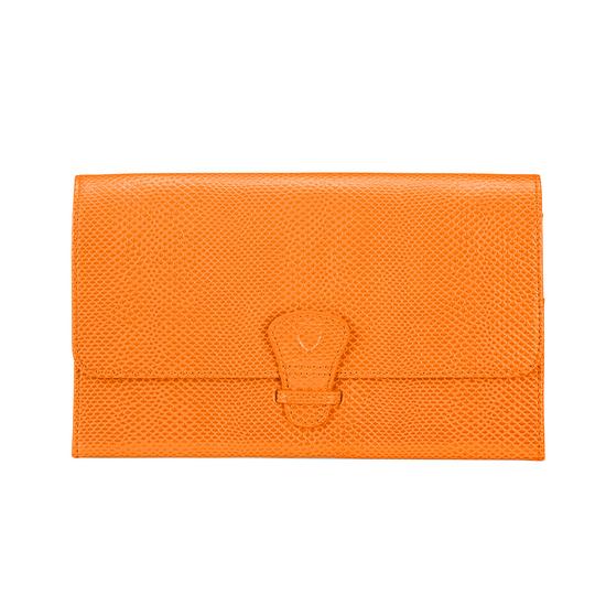 Classic Travel Wallet in Orange Lizard & Cream Suede from Aspinal of London