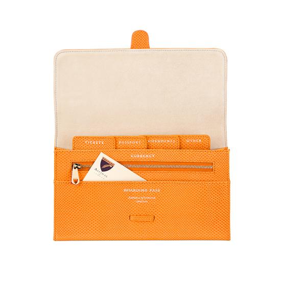 Classic Travel Wallet in Orange Lizard & Cream Suede from Aspinal of London