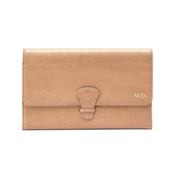 Classic Travel Wallet in Orange Lizard & Cream Suede from Aspinal of London