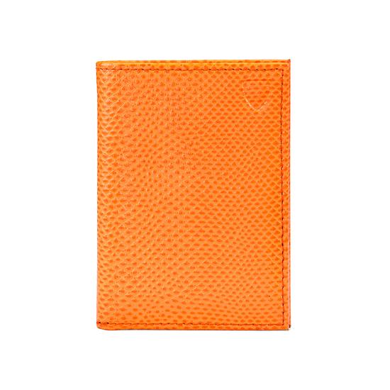 Double Credit Card Case with Back Pocket in Orange Lizard & Cream Suede from Aspinal of London