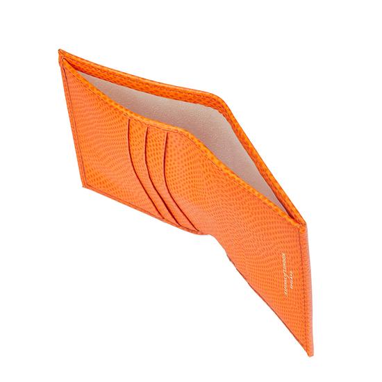 Double Credit Card Case with Back Pocket in Orange Lizard & Cream Suede from Aspinal of London