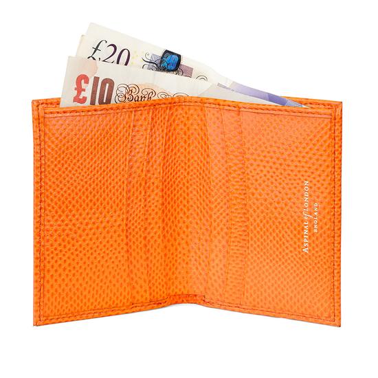Double Credit Card Case with Back Pocket in Orange Lizard & Cream Suede from Aspinal of London