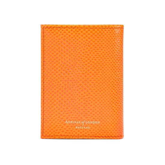 Double Credit Card Case with Back Pocket in Orange Lizard & Cream Suede from Aspinal of London