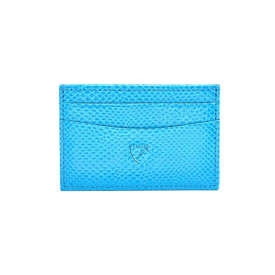 Slim Credit Card Case in Aquamarine Lizard & Silver Suede from Aspinal of London