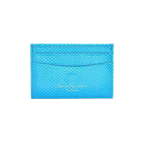 Slim Credit Card Case in Aquamarine Lizard & Silver Suede from Aspinal of London