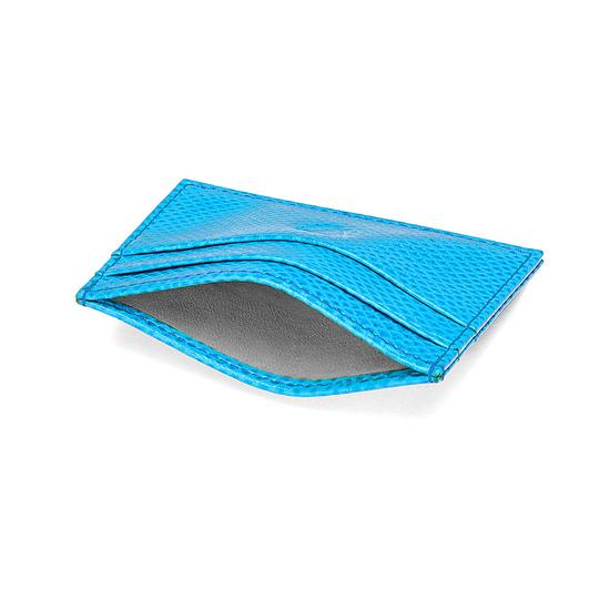 Slim Credit Card Case in Aquamarine Lizard & Silver Suede from Aspinal of London