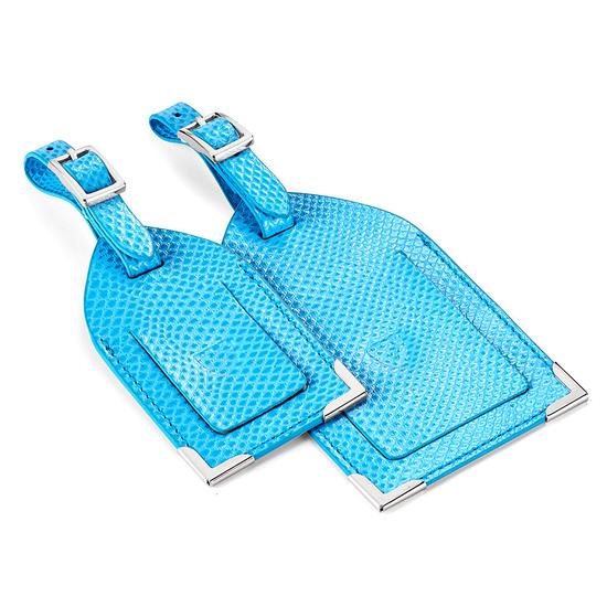 Set of 2 Luggage Tags in Aquamarine Lizard from Aspinal of London