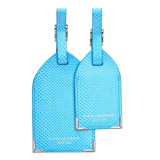 Set of 2 Luggage Tags in Aquamarine Lizard from Aspinal of London