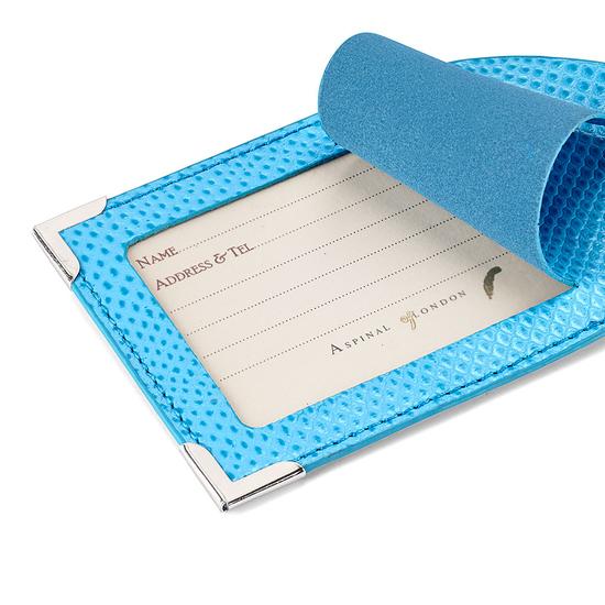 Set of 2 Luggage Tags in Aquamarine Lizard from Aspinal of London
