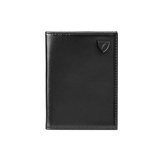 Double Fold Credit Card Case in Smooth Black & Cobalt Snakeskin from Aspinal of London
