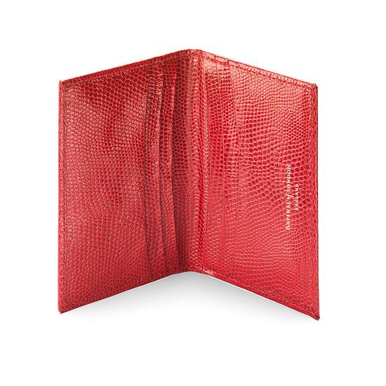 Double Fold Credit Card Case in Berry Lizard from Aspinal of London