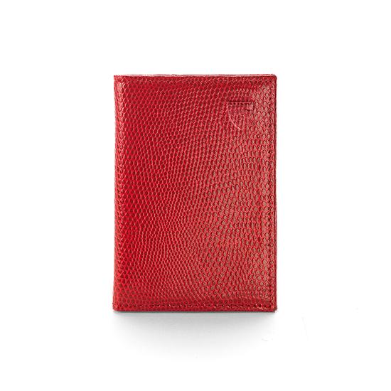 Double Fold Credit Card Case in Berry Lizard from Aspinal of London